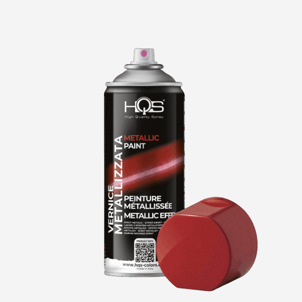 Farba METALLIC - lesklá farba s akrylovým základom bohatá na metalické strieborné častice s vysokou krycou schopnosťou a veľmi rýchlym schnutím, zn. HQS (metalická červená), 400ml
