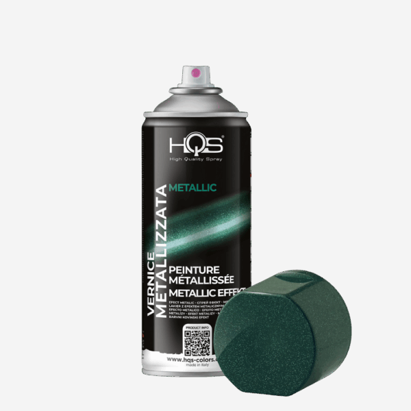 Farba METALLIC - lesklá farba s akrylovým základom bohatá na metalické strieborné častice s vysokou krycou schopnosťou a veľmi rýchlym schnutím, zn. HQS (metalická zelená), 400ml