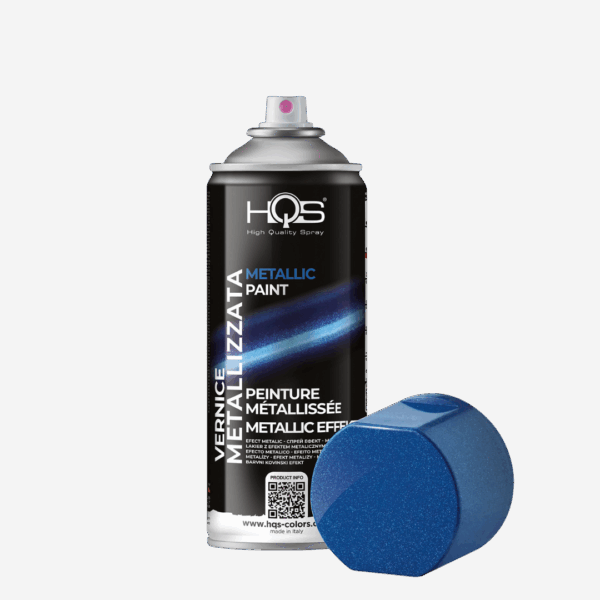Farba METALLIC - lesklá farba s akrylovým základom bohatá na metalické strieborné častice s vysokou krycou schopnosťou a veľmi rýchlym schnutím, zn. HQS (metalická modrá), 400ml
