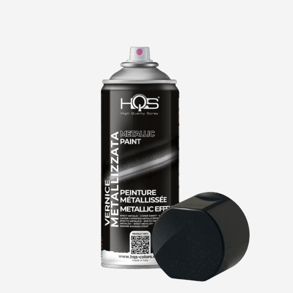 Farba METALLIC - lesklá farba s akrylovým základom bohatá na metalické strieborné častice s vysokou krycou schopnosťou a veľmi rýchlym schnutím, zn. HQS (metalická čierna), 400ml