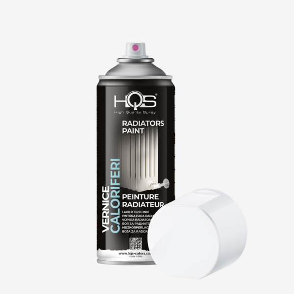 Farba "RADIATORS" - ideálna na lakovanie liatinových, hliníkových a oceľových radiátorov, zn. HQS (biela), 400ml