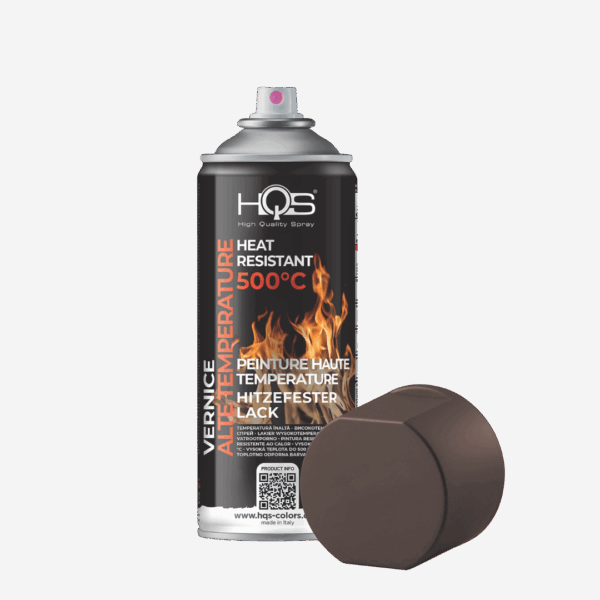 Farba "HEAT RESISTANT" - tepelne odolná farba až do 500 °C, zn. HQS (hnedá) 400ml