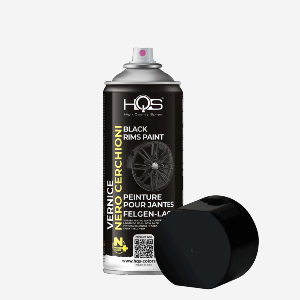 Farba na disky kolies z ľahkých zliatin, zn. HQS (lesklá čierna), 400ml