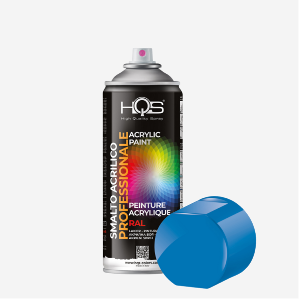 HQS odtieň RAL 5009 lesklá (azúrovo modrá), Akrylová farba v spreji pre profesionálne využitie, objem 400ml