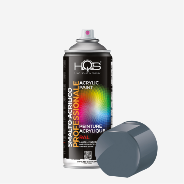 HQS odtieň RAL 7031 lesklá (modrosivá), Akrylová farba v spreji pre profesionálne využitie, objem 400ml