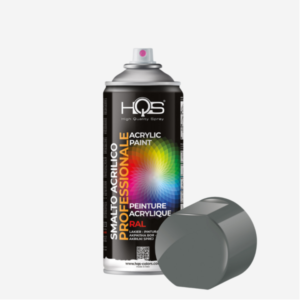 HQS odtieň RAL 7043 lesklá (dopravná sivá), Akrylová farba v spreji pre profesionálne využitie, objem 400ml