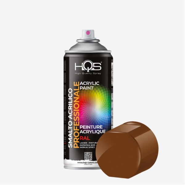HQS odtieň RAL 8002 lesklá (signálna hnedá), Akrylová farba v spreji pre profesionálne využitie, objem 400ml