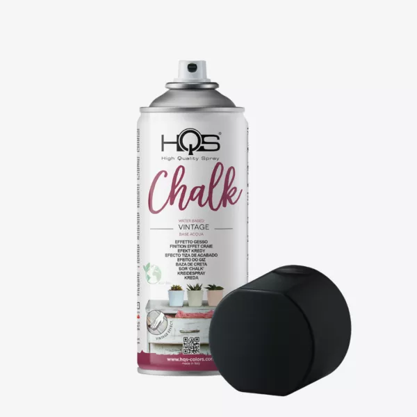 CHALK, ultramatný povrchový sprej na vodnej báze s vysokou krycou schopnosťou, zn. HQS (jemná čierna), objem 400ml